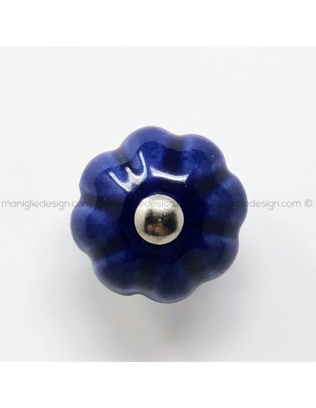 Pomolo zucca ceramica blu per mobile Metal Style cromo MG37971