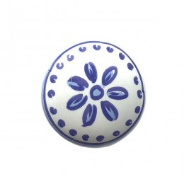 Pomolo per mobile ceramica bianca decoro blu Metal Style MG32294 2