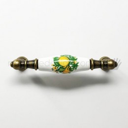 Maniglia per mobile ceramica bianca decoro limone Metal Style MG30284 2