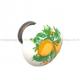 Pomolo per mobile ceramica bianca decoro arancia Metal Style MG29093