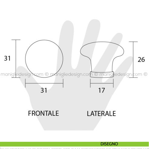 Pomolo per mobile ceramica bianca decoro arancia Metal Style MG29093 disegno
