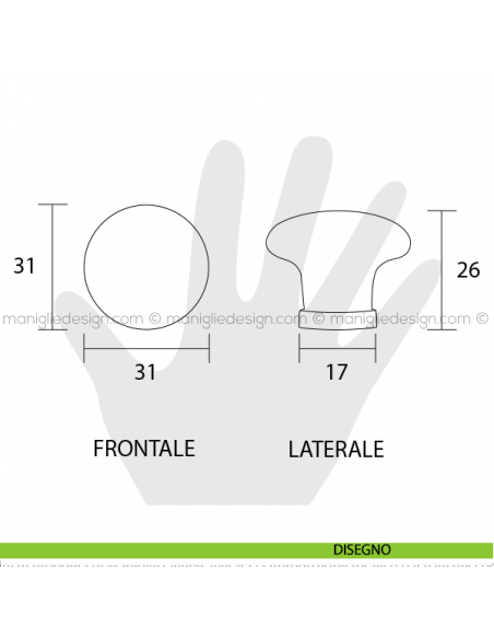 Pomolo per mobile ceramica bianca decoro arancia Metal Style MG29093 disegno