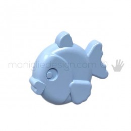 Pomolo in plastica celeste per mobile Metal Style pesce MG26893