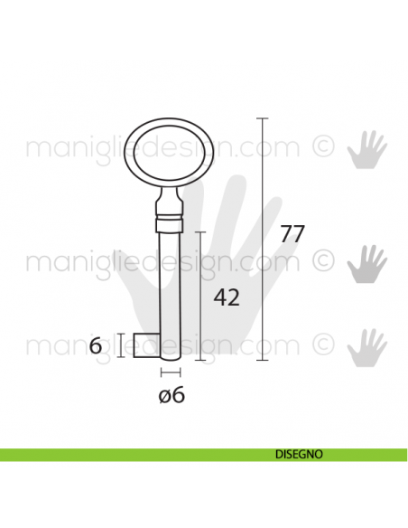 Chiave per mobile Metal Style ottone antico MG8494 disegno