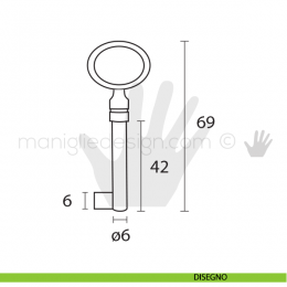 Chiave per mobile Metal Style ottone antico MG8424 2