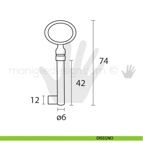 Chiave per mobile Metal Style ottone antico barba larga MG8409 disegno