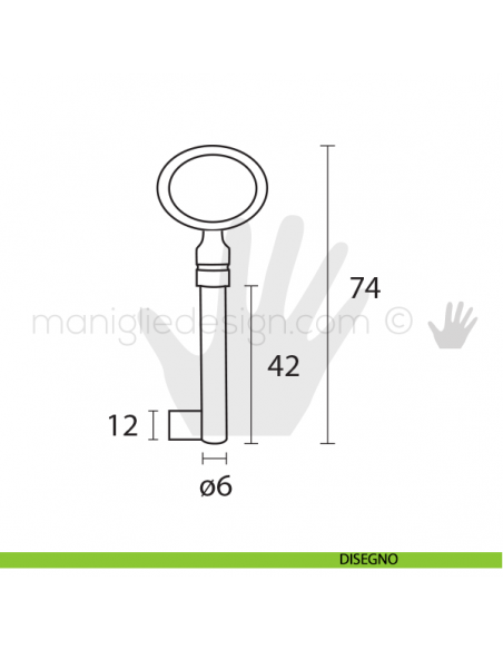 Chiave per mobile Metal Style ottone antico barba larga MG8409 disegno
