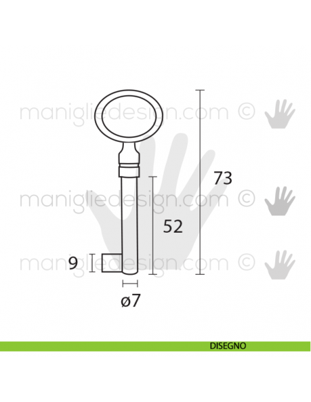 Chiave per mobile Metal Style ottone antico foro grande MG8615 disegno