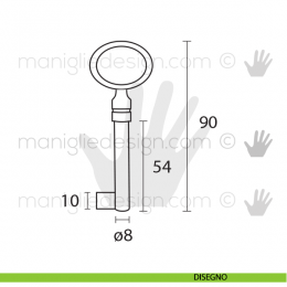 Chiave in ferro vecchio per mobile Metal Style foro grande MG8583 2
