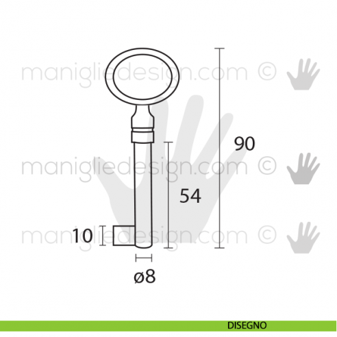 Chiave in ferro vecchio per mobile Metal Style foro grande MG8583 disegno