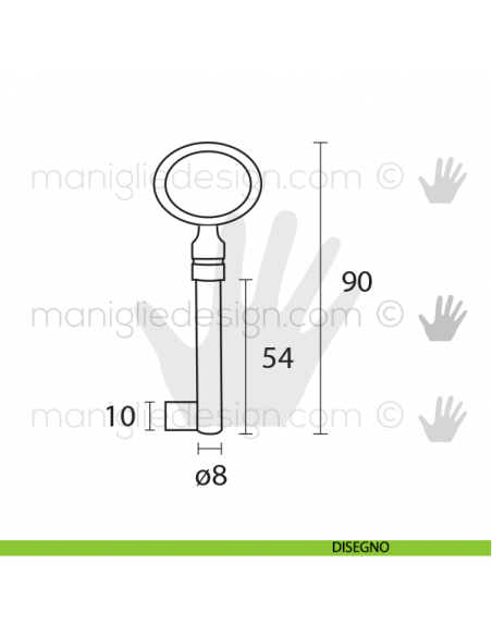 Chiave in ferro vecchio per mobile Metal Style foro grande MG8583 disegno