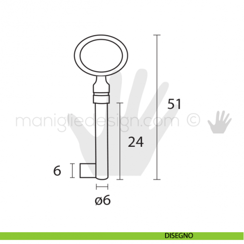 Chiave per mobile classico Metal Style ottone lucido MG8464 disegno