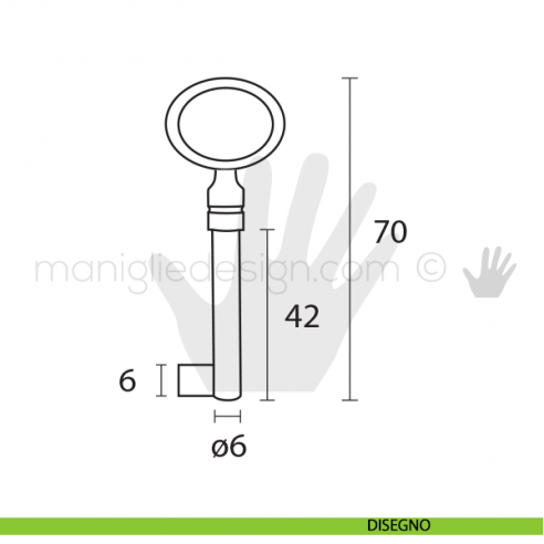 Chiave in ottone per mobile Metal Style finitura ottone antico MG8367 disegno