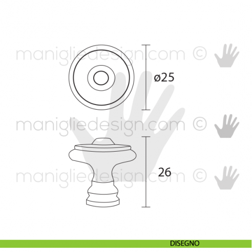 Pomolo in ferro per mobile Metal Style diametro 25 mm MG5815 disegno