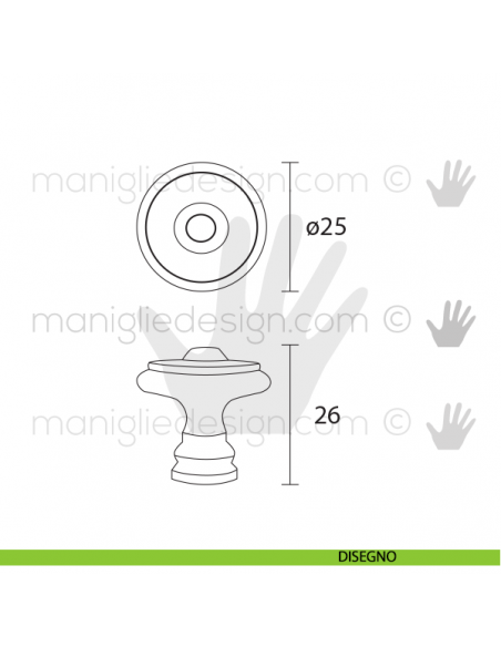 Pomolo in ferro per mobile Metal Style diametro 25 mm MG5815 disegno