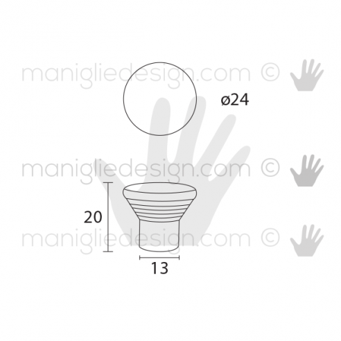 Pomolo in metallo ottonato lucido per mobile Metal Style MG24011 disegno