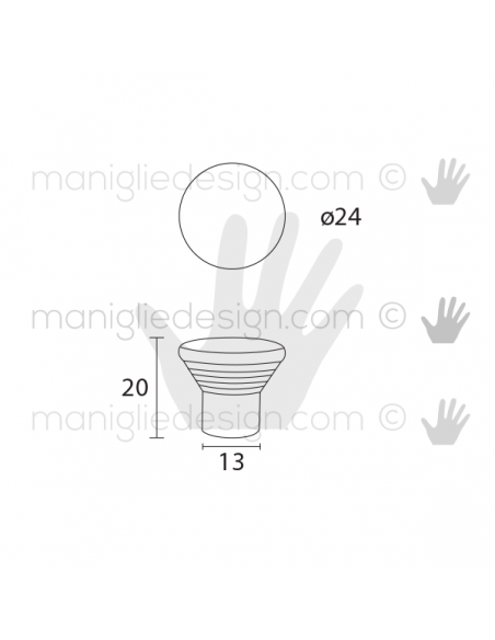 Pomolo in metallo ottonato lucido per mobile Metal Style MG24011 disegno