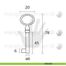 Chiave per mobile OMP Porro Oro Satinato articolo 55 misura 45 mm 2