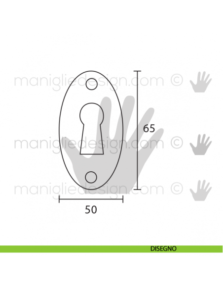 Bocchetta per mobile antico Metal Style anticata articolo 4438070115 disegno