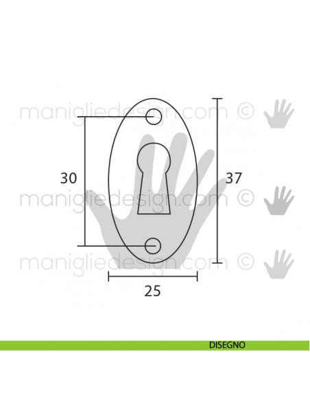 Bocchetta per chiave Metal Style Ottone Antico articolo MG8106 disegno