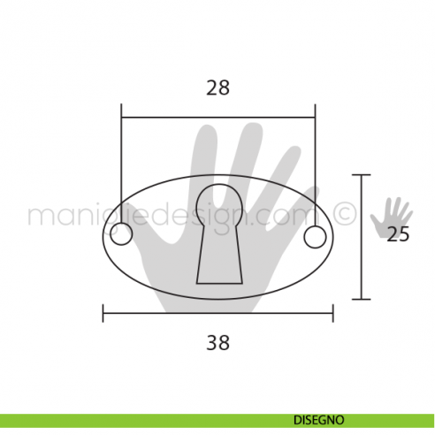 Bocchetta per chiave Metal Style Patinè BM articolo MG7857 disegno