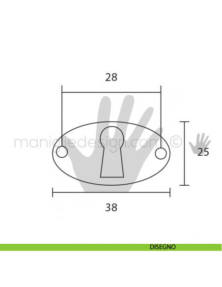 Bocchetta per chiave Metal Style Patinè BM articolo MG7857 disegno
