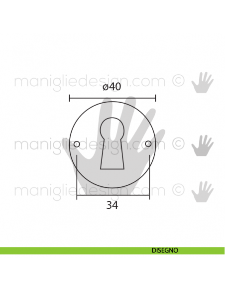 Bocchetta per mobile antico Metal Style anticata articolo MG8051 disegno