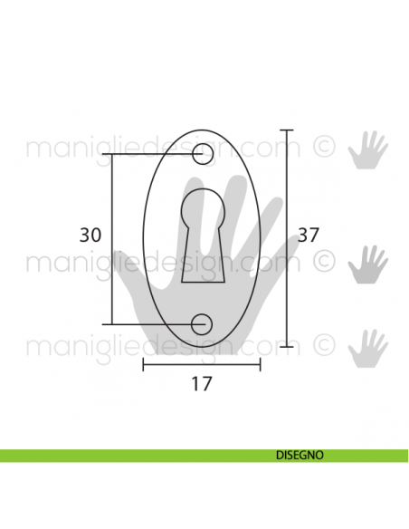 Bocchetta per mobile Metal Style Ottone Antico articolo MG7476 disegno