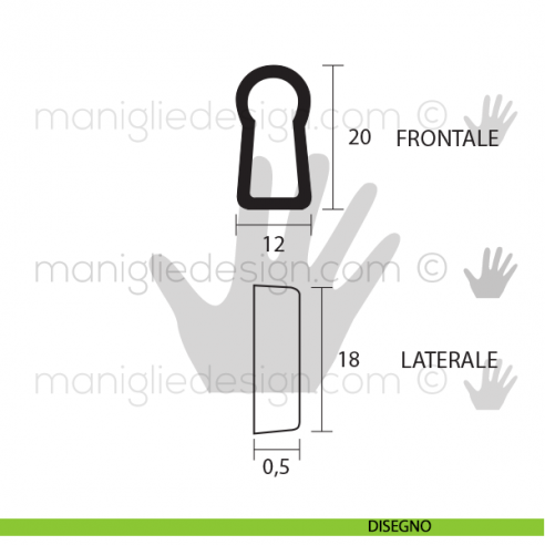 Bocchetta incasso per mobile Metal Style Ottone Naturale Grezzo MG7959 disegno