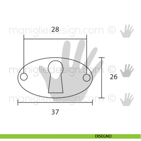 Bocchetta per mobile OMP Porro Bronzo Antico articolo 300/37OBA disegno