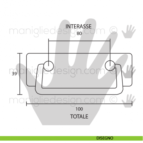 Maniglia per mobile OMP Porro bronzo antico misura 80 articolo 412 disegno