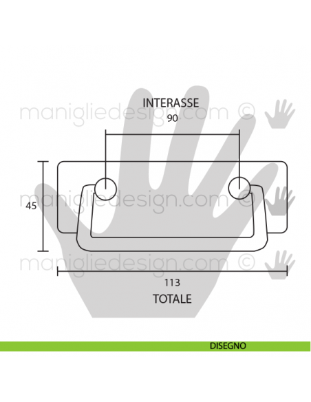 Maniglia per mobile OMP Porro bronzo antico misura 90 articolo 412 disegno