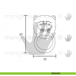 Maniglia leone con anello pendente OMP Porro Bronzo Antico misura 32 2