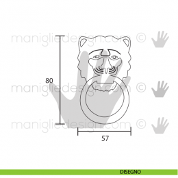 Maniglia leone con anello pendente OMP Porro Bronzo Antico misura 57 2