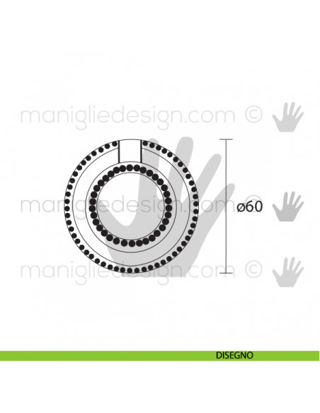 Maniglia per mobile OMP Porro bronzo antico misura 60 articolo 670 disegno