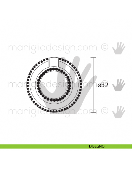 Maniglia per mobile OMP Porro bronzo antico misura 32 articolo 650 disegno