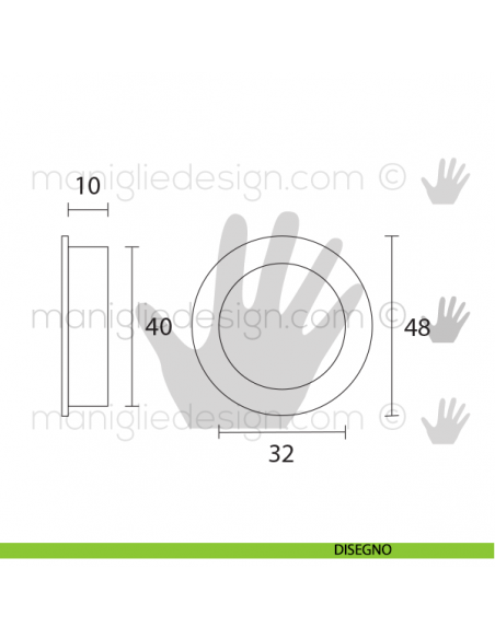 Maniglia incasso tonda OMP Porro oro lucido misura 50 articolo 595 disegno