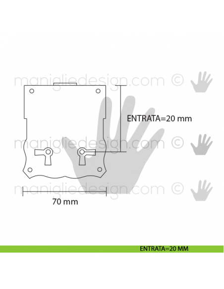 Serratura a redosso chiave piccola per mobile Metal Style 39009 entrata 20