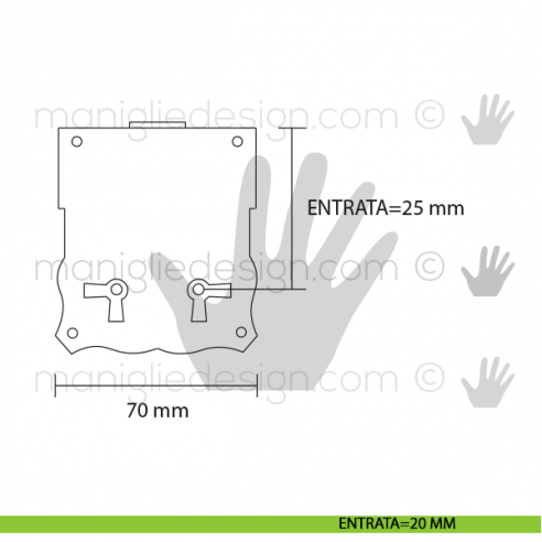 Serratura a redosso chiave piccola per mobile Metal Style 39009 entrata 25