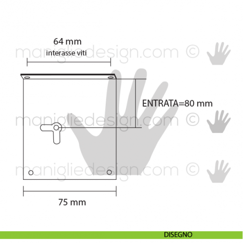 Serratura redosso chiave piccola per mobile destra Metal Style 39012 entrata 80 mm