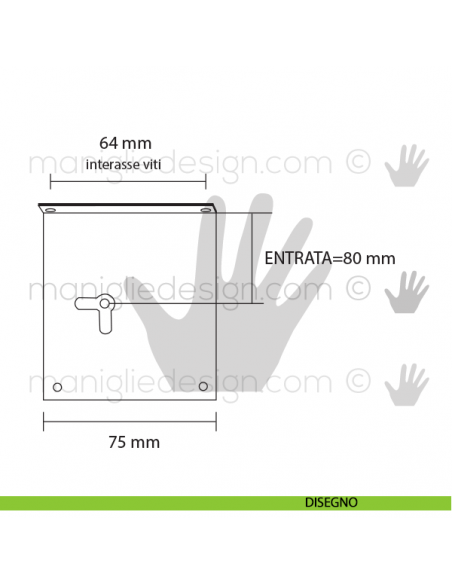 Serratura redosso chiave piccola per mobile destra Metal Style 39012 entrata 80 mm