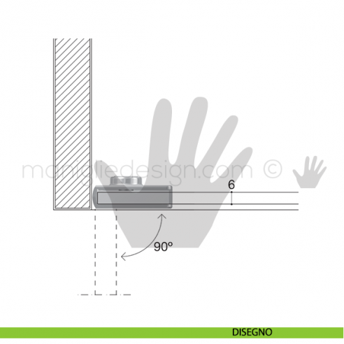 Cerniera per anta in vetro senza fori Confalonieri CF01173 Cromo Lucido disegno