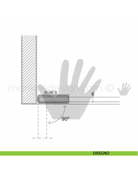 Cerniera per anta in vetro senza fori Confalonieri CF01173 Cromo Lucido disegno