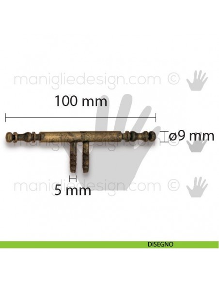 Cerniera anuba per mobile Metal Style ottone antico ø9 mm MG12030 disegno