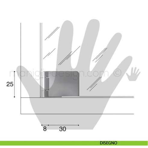 Cerniera a scatto per anta in vetro Confalonieri CF01174 Cromo Lucido disegno