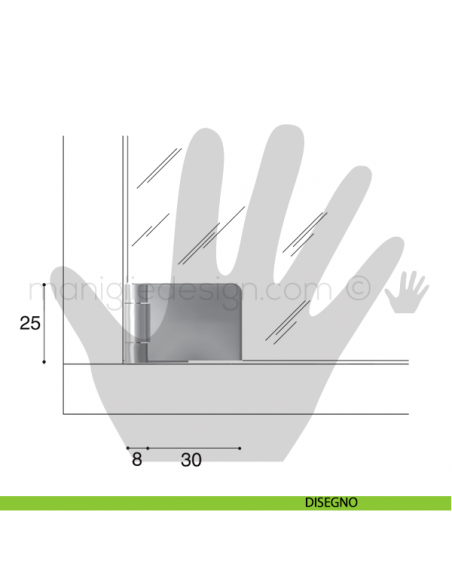 Cerniera a scatto per anta in vetro Confalonieri CF01174 Cromo Lucido disegno
