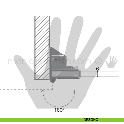 Cerniera a scatto per anta in vetro Confalonieri CF01174 Dorato disegno