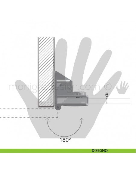 Cerniera a scatto per anta in vetro Confalonieri CF01174 Dorato disegno
