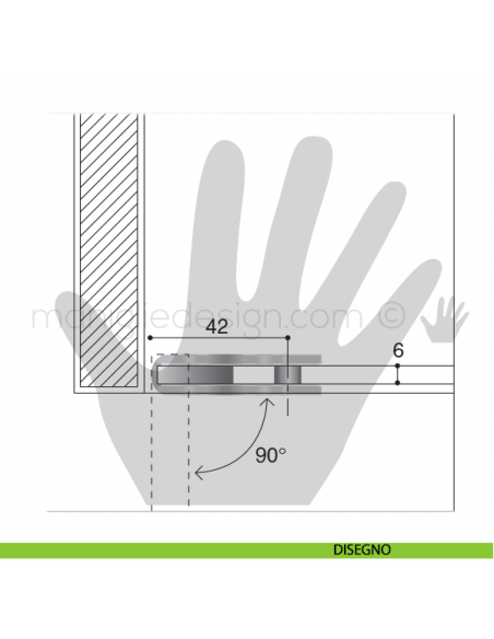 Cerniera a perno per vetro Confalonieri CF0305PB Cromo Satinato 56x26 mm disegno