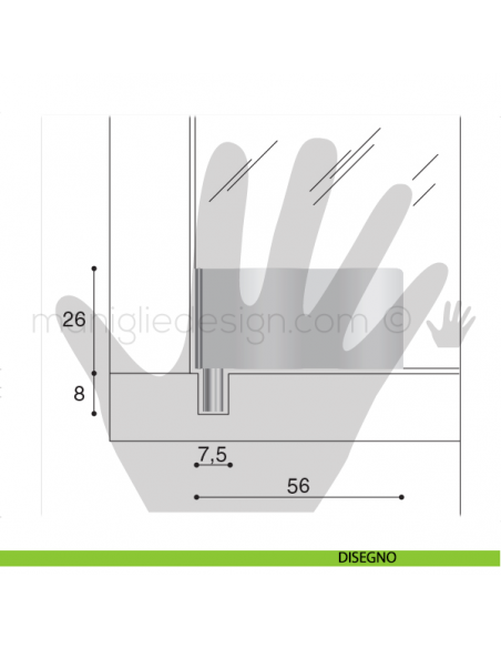 Cerniera a perno per vetro Confalonieri CF0305PB Cromo Satinato 56x26 mm disegno